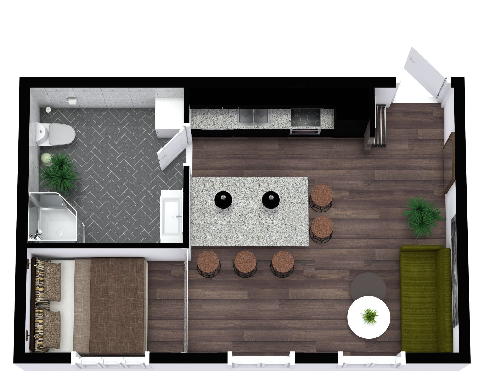Studio Apartment Floor Plan 1 